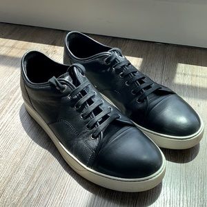 Lanvin DBB1 black pebbled leather sneakers